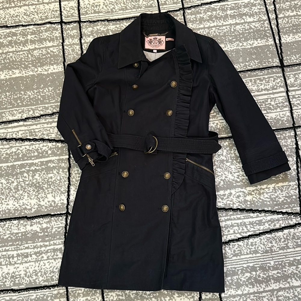 Juicy Couture black trench coat, size small